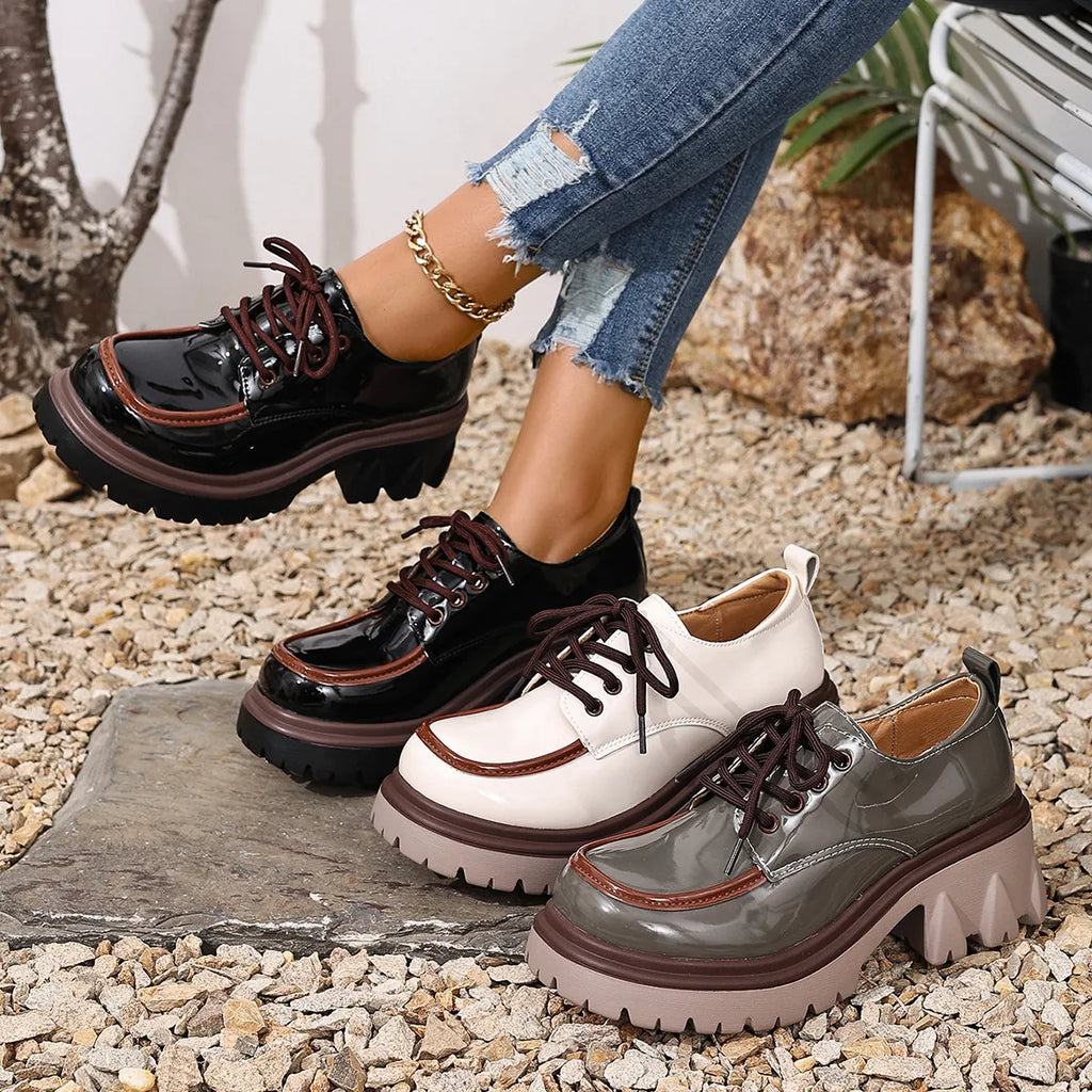 Round Toe Block Heels Loafers