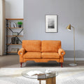 66-Inch Modern Velvet Loveseat Sofa with Wooden Legs & Crystal button and Copper Nail, Tufted Backrest, Perfect for Living Room, Bedroom, or Office (Orange)