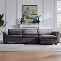 Comfy Modular Sectional Couch with Ottoman, 120' L Shaped 3 Deep Seat Fluffy Cloud Sofa, Modern Sleeper Sofas Soft Couches Set for Living Room, Apartment, Office, Studio, Chenille, Black
