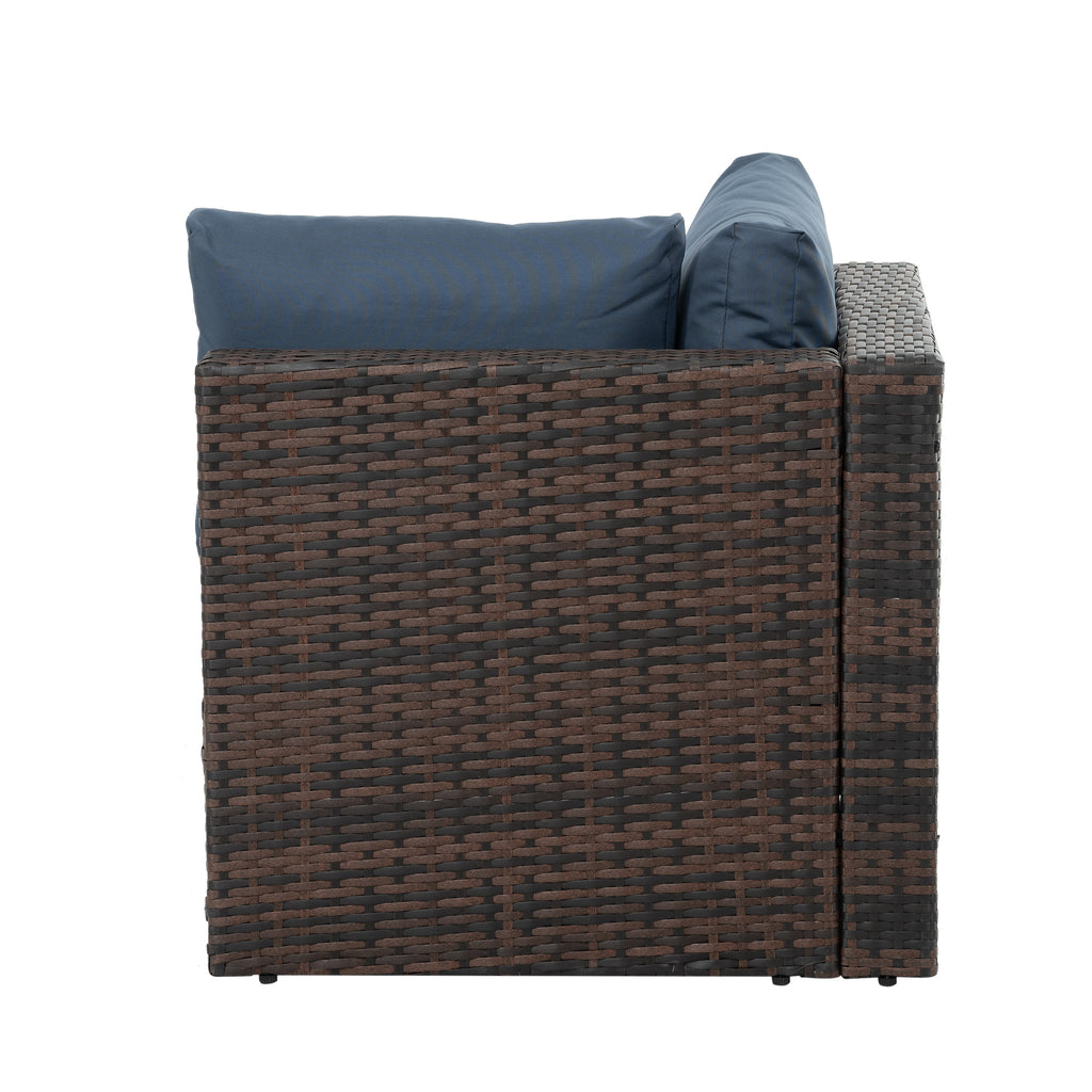 Patio Furniture, Outdoor Furniture, Seasonal PE Wicker Furniture, 5 Set Wicker Furniture With Tempered Glass Coffee Table