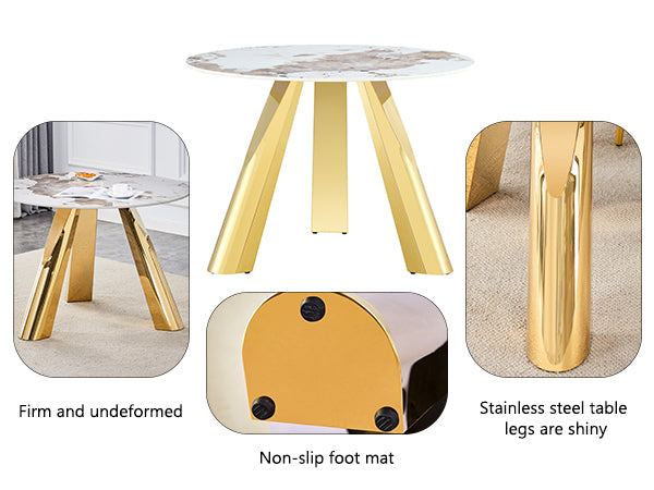 42' Luxury Sintered Stone Table: 0.45' Durable Top + 6' Steel Legs, 350lb Capacity, Stain/Heat-Resistant White/Gray Veined Surface - Modern Minimalist Design