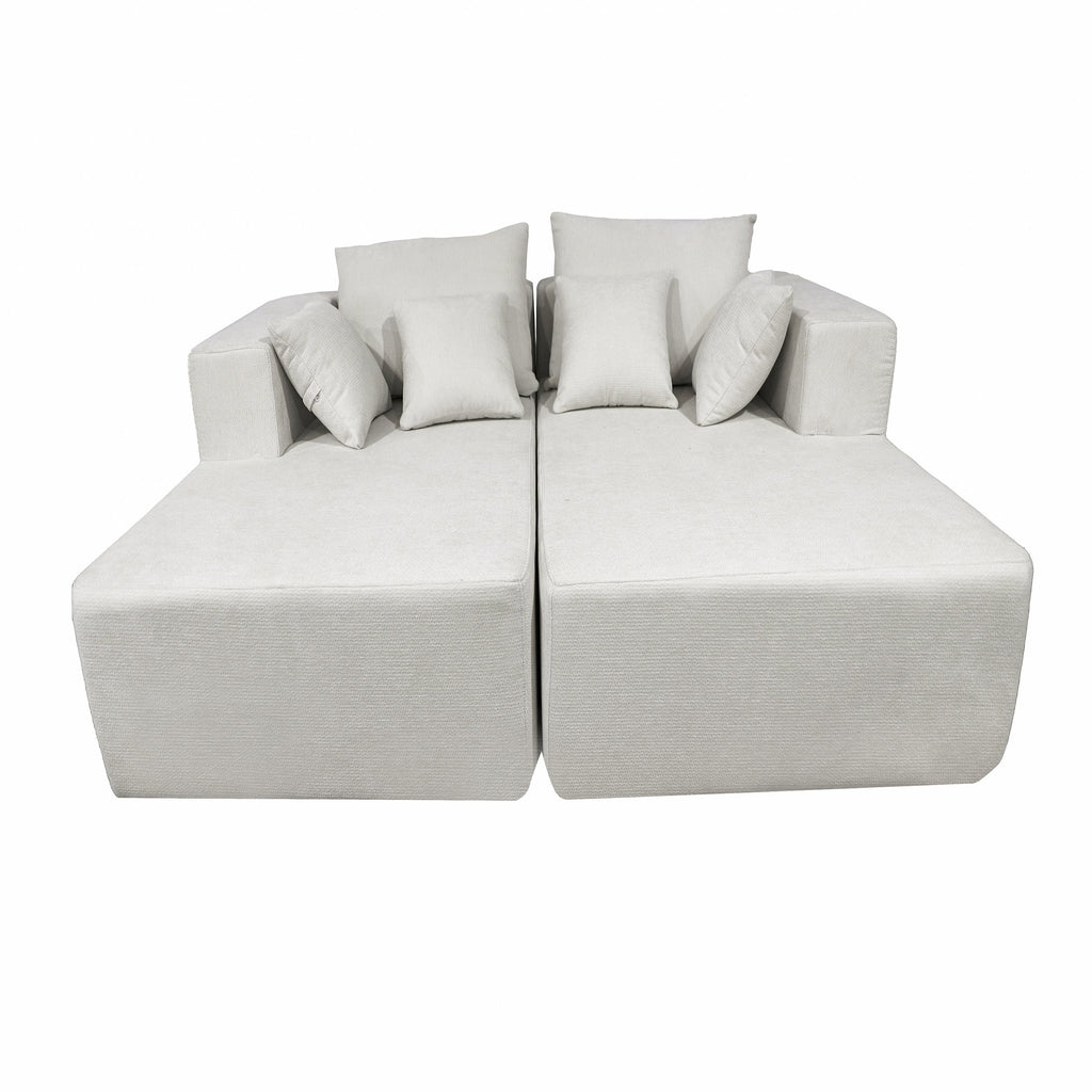 Four seater combination sofa, sofa bed, made of high-density sponge and soft linen fabric, with multiple combination methods (beige)