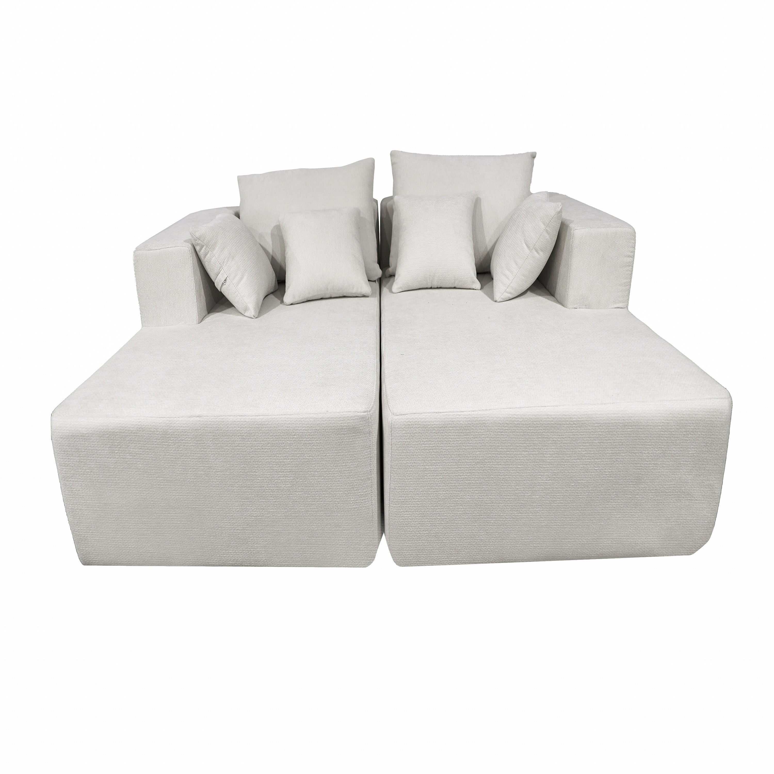 Four seater combination sofa, sofa bed, made of high-density sponge and soft linen fabric, with multiple combination methods (beige)