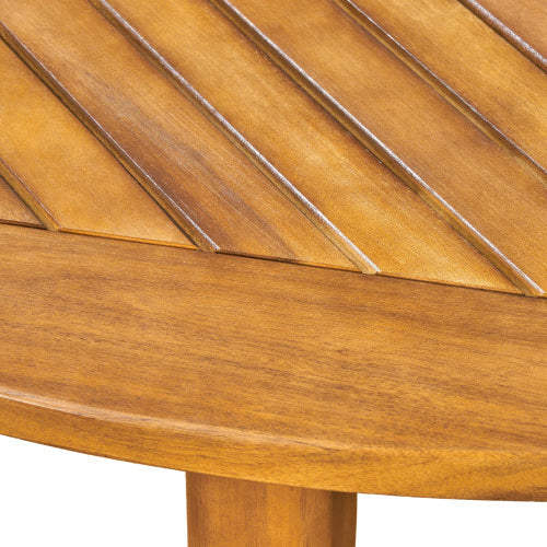 Outdoor Dining Set – Premium Acacia Wood Stamford Table & Wicker Chairs with Cream Cushion for Comfortable Dining Experience,Suitable for large gatherings(1 Table + 4 Chairs)