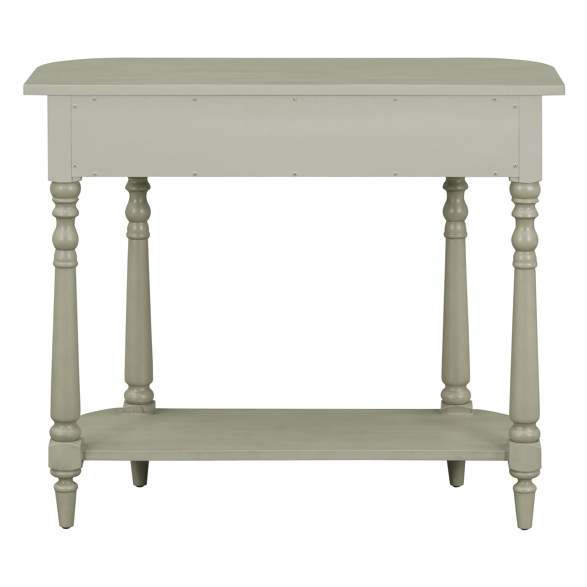 TREXM Narrow Console Table with Curved Corner, Retro Entryway Table with Top Drawer and Open Shelf, Sofa Table Console Tables for Entryway, Hallway and Living Room (Gray)