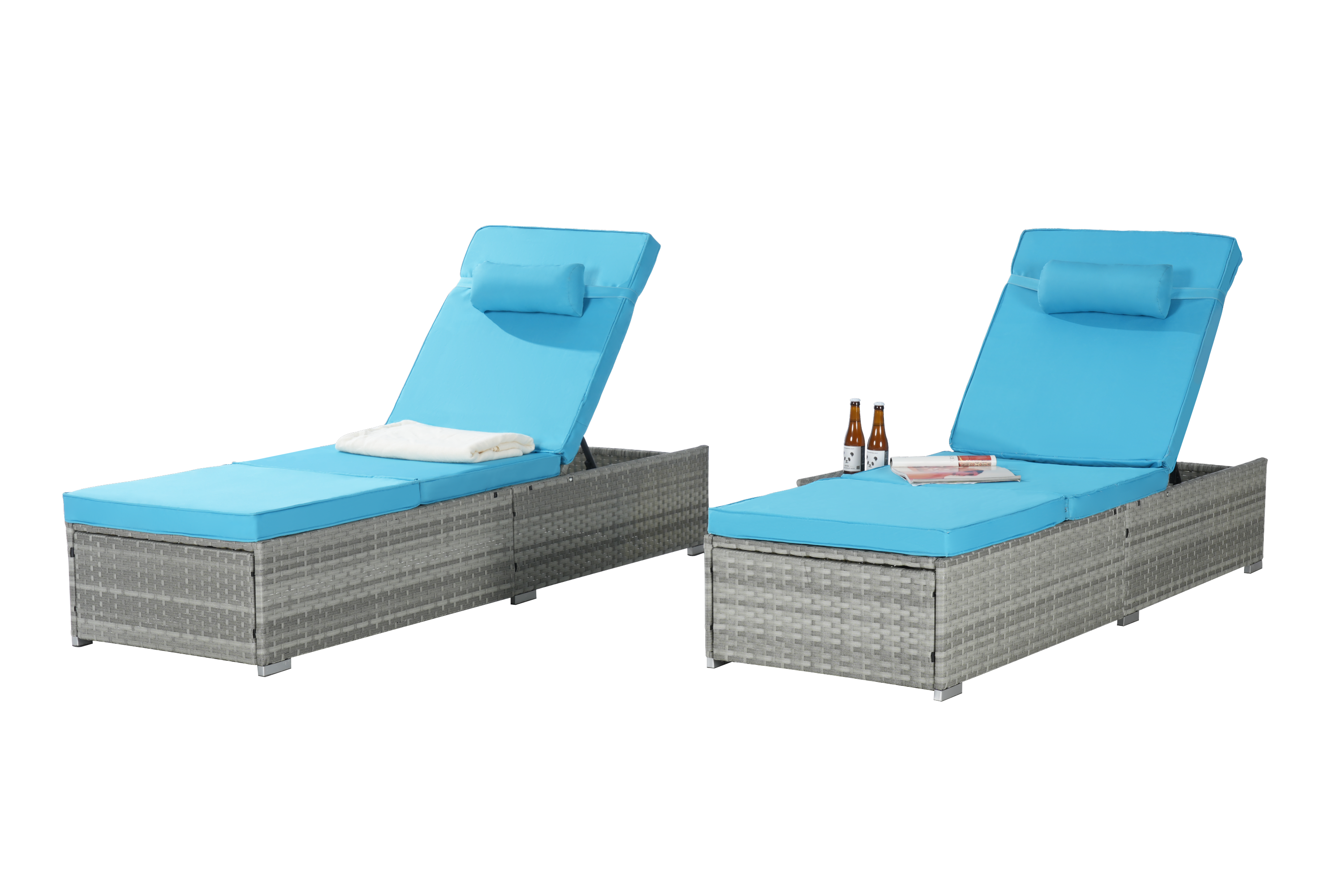 OUTDOOR  SOFA  PE RATTAN FURNITURE  DECK CHAIR GRAY RATTAN