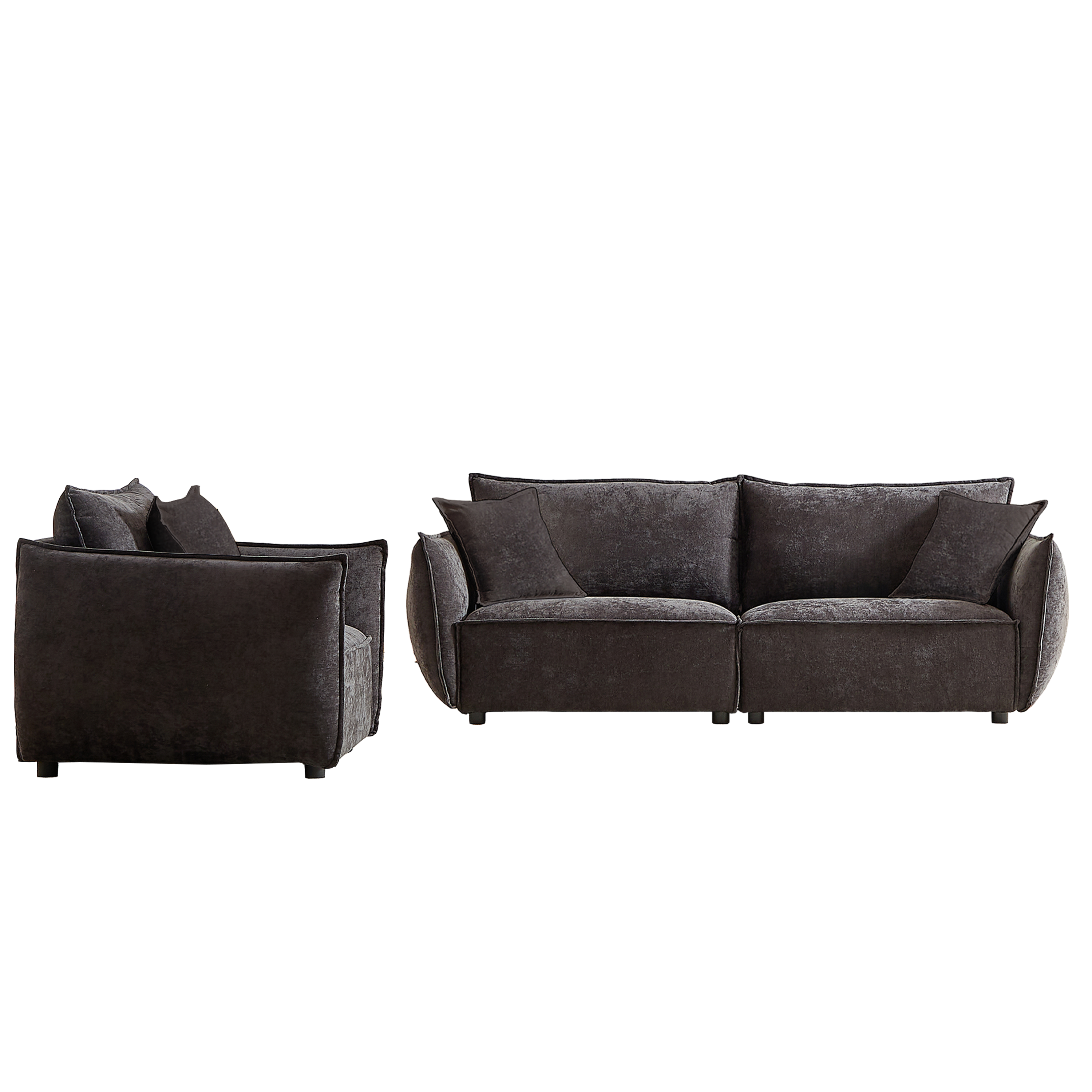3-Seater + 1-Seater Combo Sofa Modern Living Room Sofa, Linen Fabric Sofa, Wooden Frame with 3 Pillows, Apartment Sofa Furniture