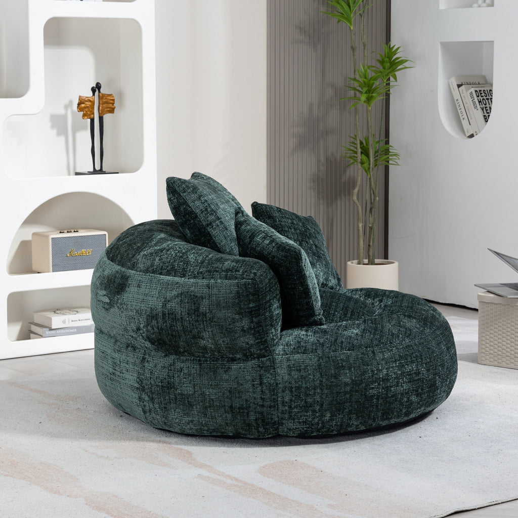 Emerald Chenille High Back Bean Bag Chair Couch with Three Pillows, Indoor & Outdoor, Single Gaming Sofa for Bedroom and Office