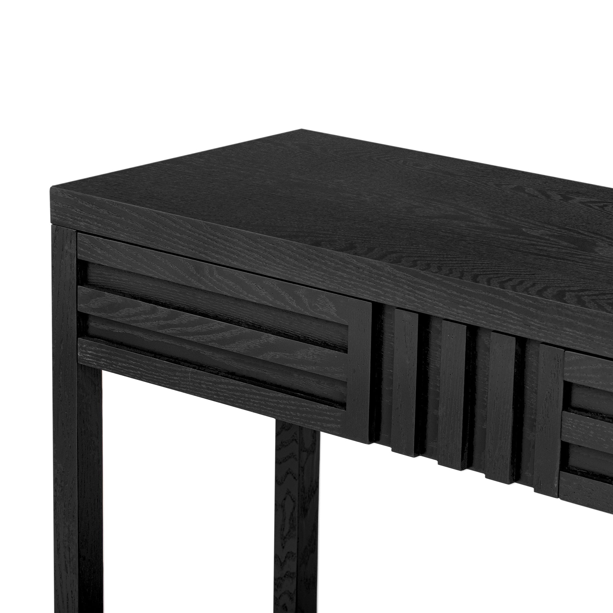 U_STYLE Modern Ash Veneer Console Table, Classic Striped Design, with 2 Drawers & Open Shelf, Perfect for Living Room, Hallway, Entryway, Study Room