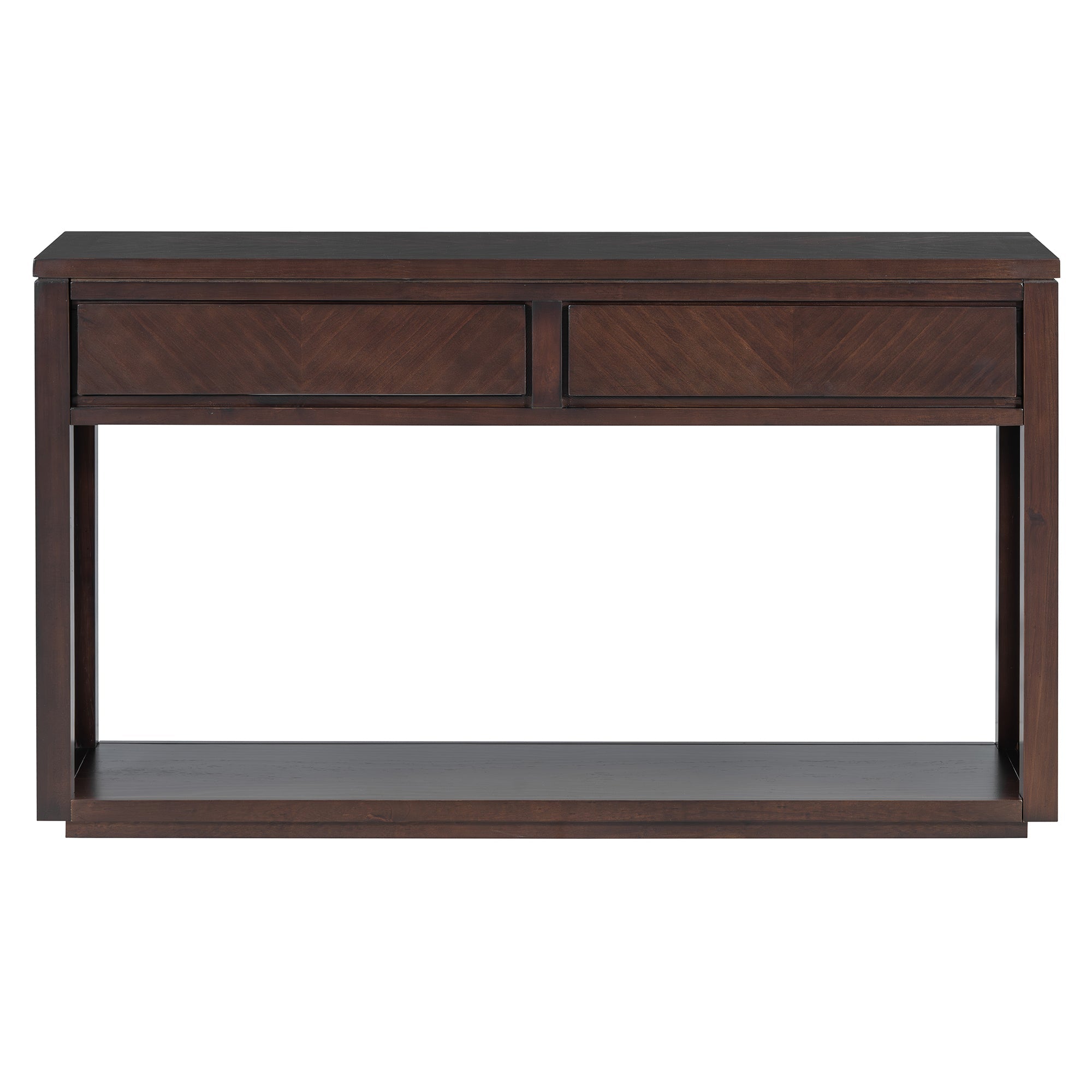 TREXM 55' Console Table, Rustic Wooden Entryway Table with Storage Drawers and Open Shelf, Elegant Sofa Table for Hallway and Living Room (Espresso)