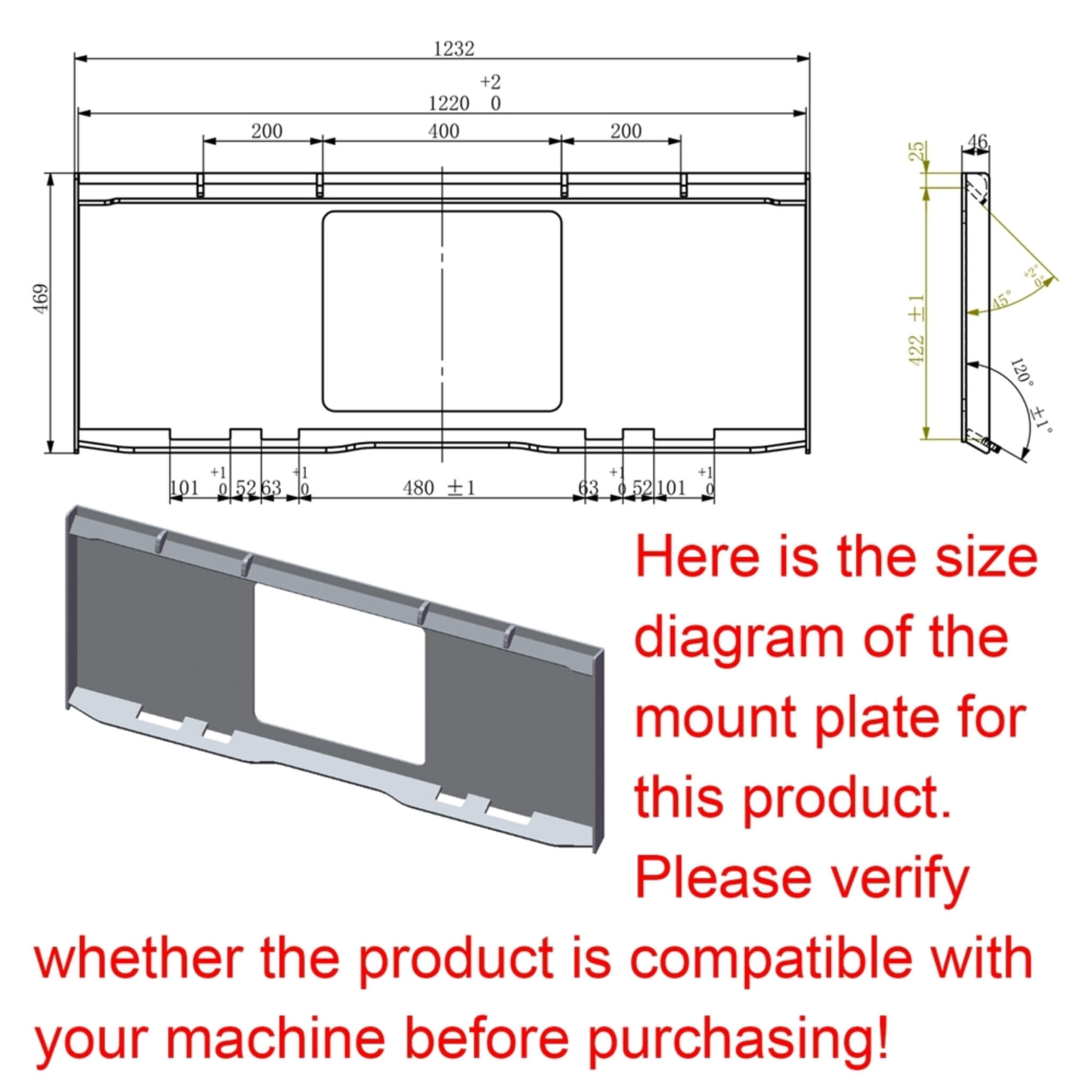 48-Inch Heavy Duty Universal Skid Steer Snow Pusher Attachment (SAK63418)