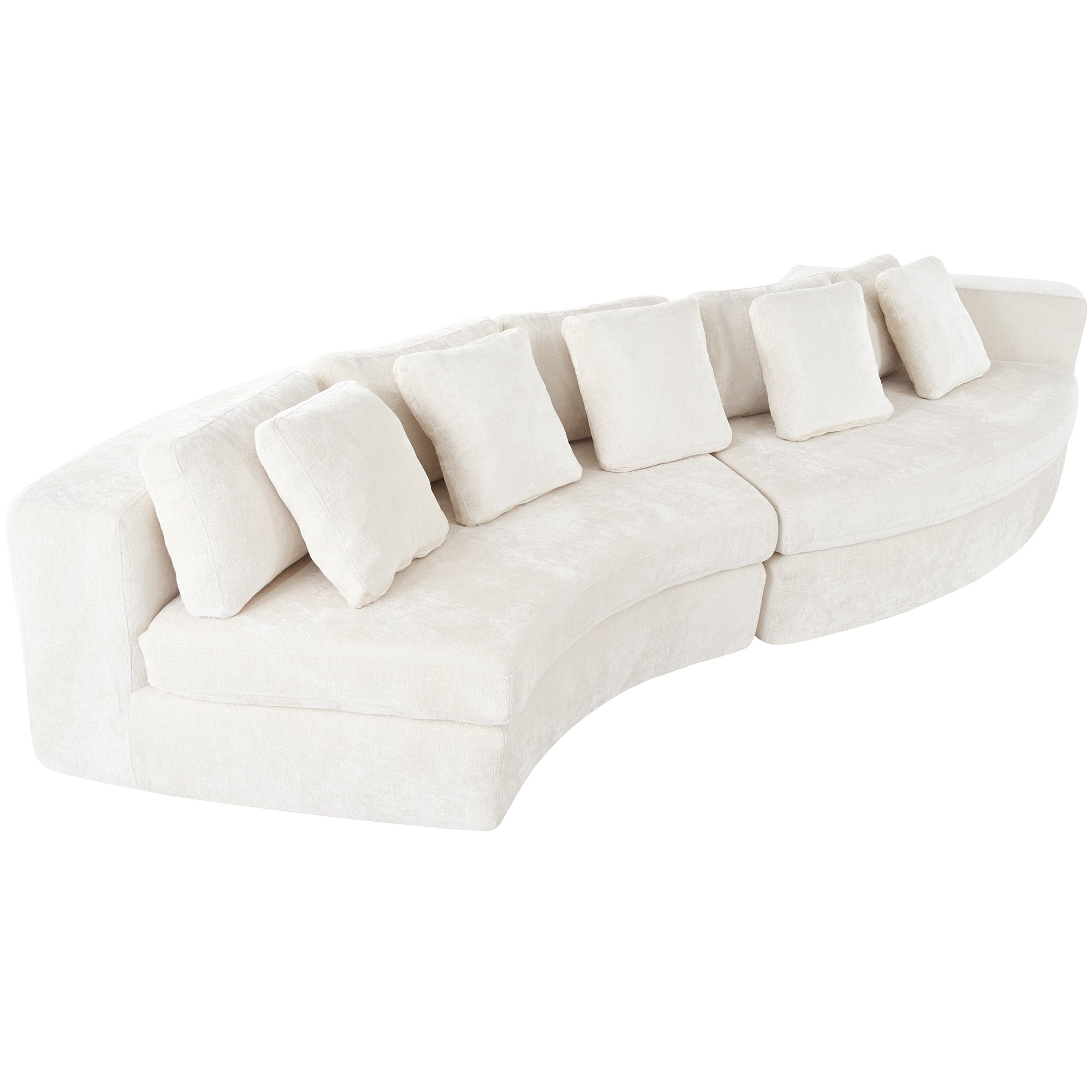 U_Style 115.7' Pure Foam Modular Sofa, 2-Piece Set with 5 Cushions, 4-Seater, Chenille Jacquard Fabric, Curved Design, No Assembly Required, Soft Upholstered Sofa for Living Room & Bedroom