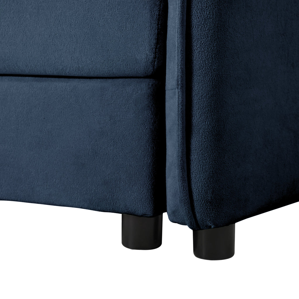 Oversized 57.48' Recliner Chair with Movable Ottoman - Soft Chenille Upholstered Indoor Lounge Chair for Living Room or Bedroom,DIY Combination,Blue