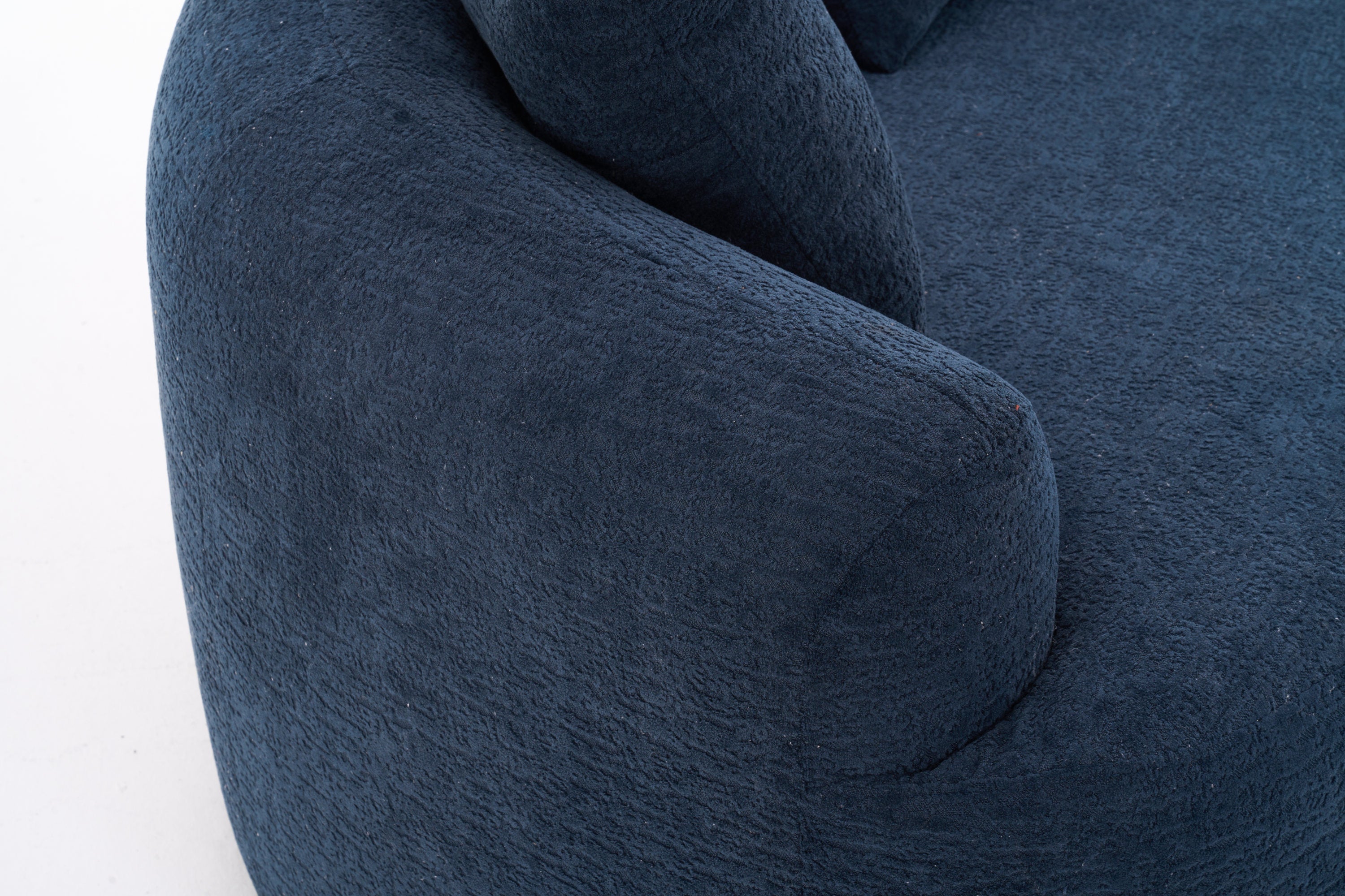 Compression Sponge Sofa Blue Curved Modular Sectional, 30D High-Density Chenille Sleeper Couch for Apartment, Living Room,110'L
