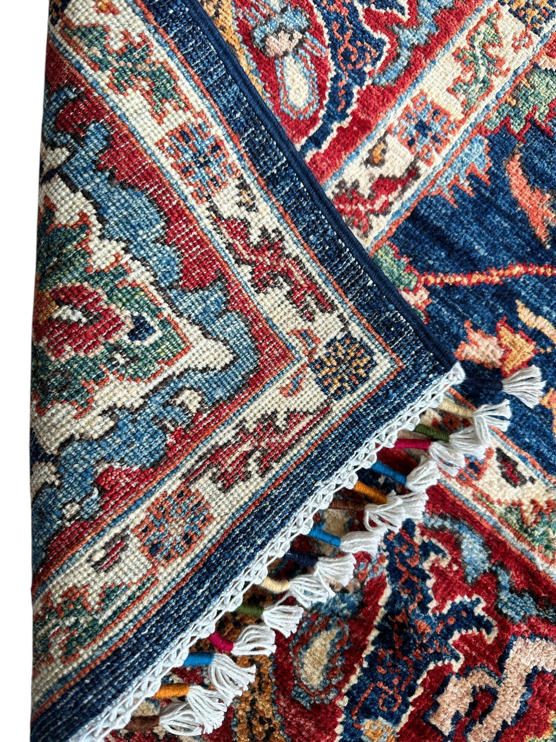 Hand-Knotted Afghani Bidjar Ghazni Wool Rug – 6'7" x 9'10" – Elegant Floral Design