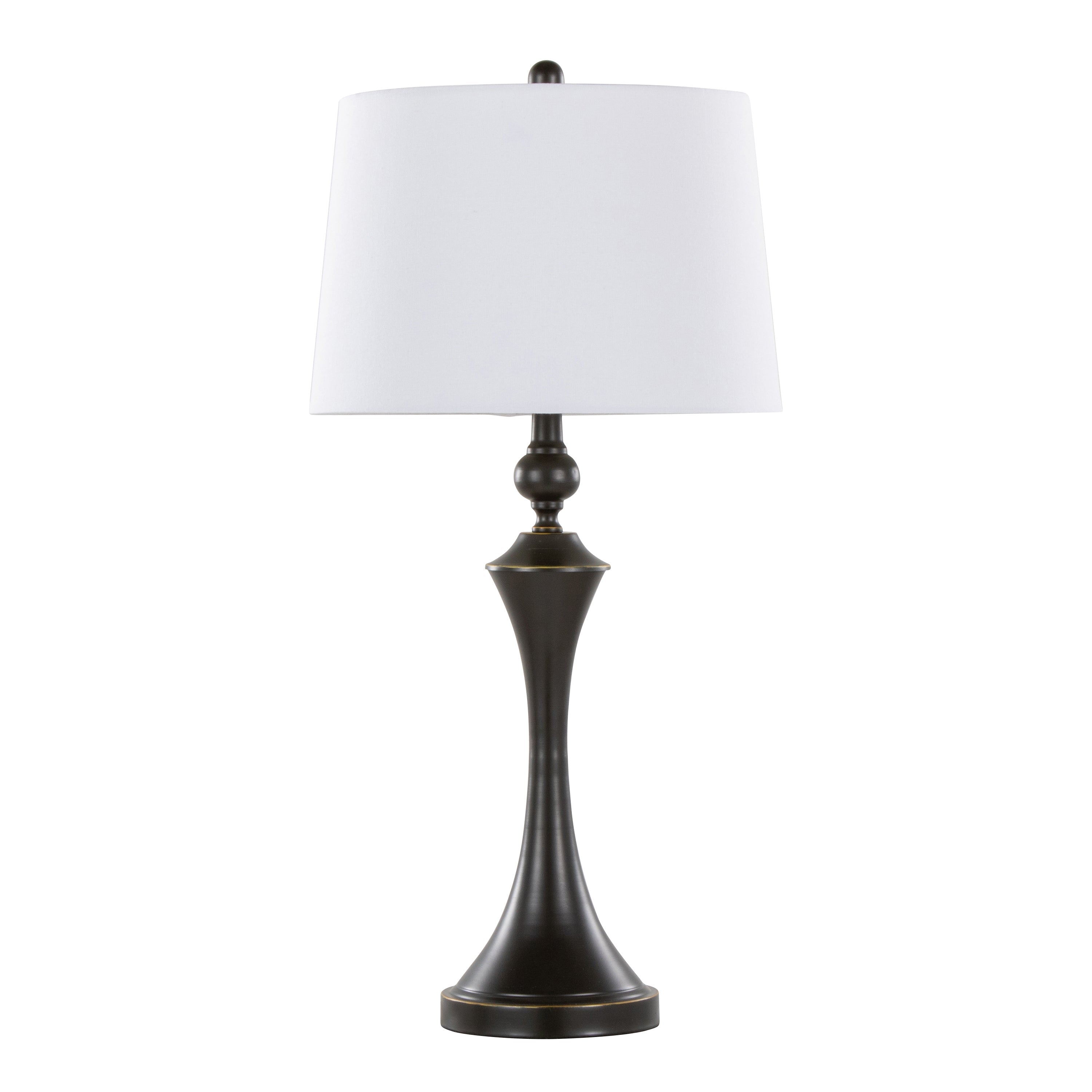 Flint 30' Contemporary Metal Table Lamp in Oil Rubbed Bronze with White Linen Shade and Built-in USB Port from Grandview Gallery by LumiSource - Set of 2