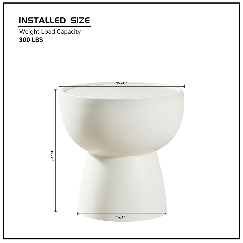 Fiberglass Cream Style Coffee Table Set of 2 for Living Room,Matte White Round Table front of the Sofa, Irregular Center Table for Apartment,No Need Assembly