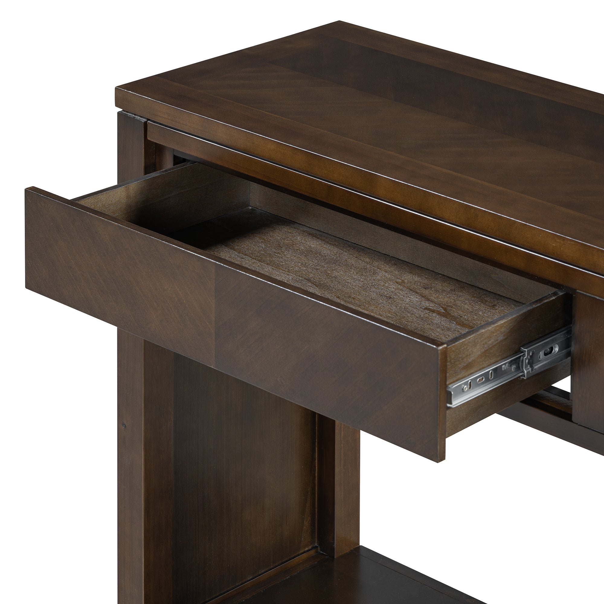 TREXM 55' Console Table, Rustic Wooden Entryway Table with Storage Drawers and Open Shelf, Elegant Sofa Table for Hallway and Living Room (Brown)