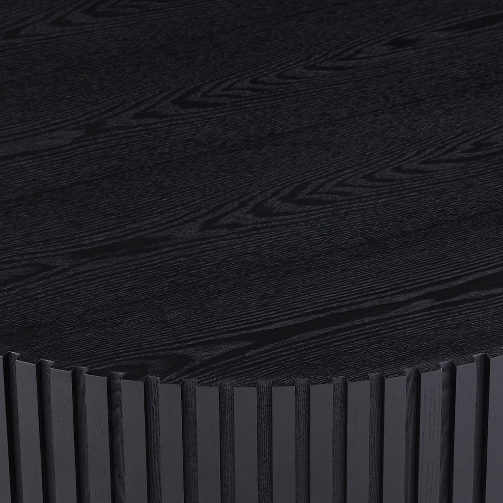 BLACK MDF coffee table 39.37inch Modern Handcraft Drum Coffee Table Round Wood Coffee Table for Living Room, Apartment