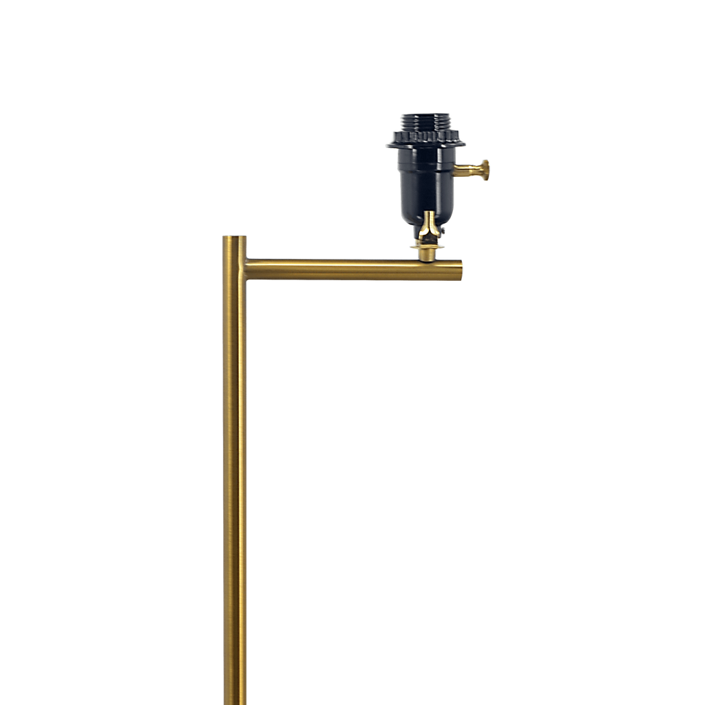 Zenith Offset Brass Base Floor Lamp with Drum-shaped Linen Shade