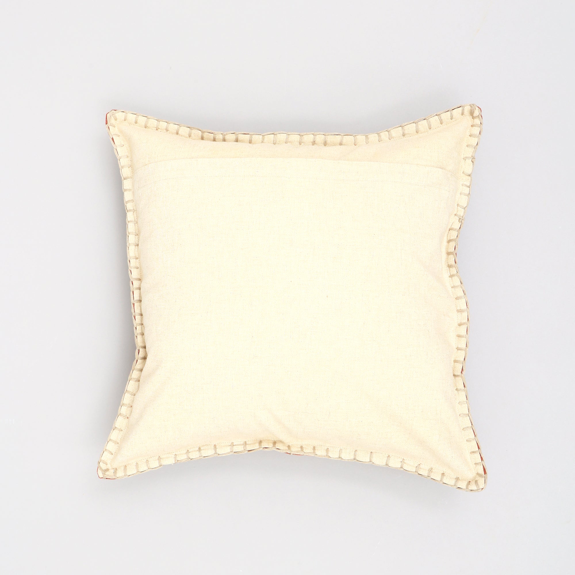 Stonewashed Cotton Velvet Throw Pillow with Decorative Handstiched Edges-19X19'