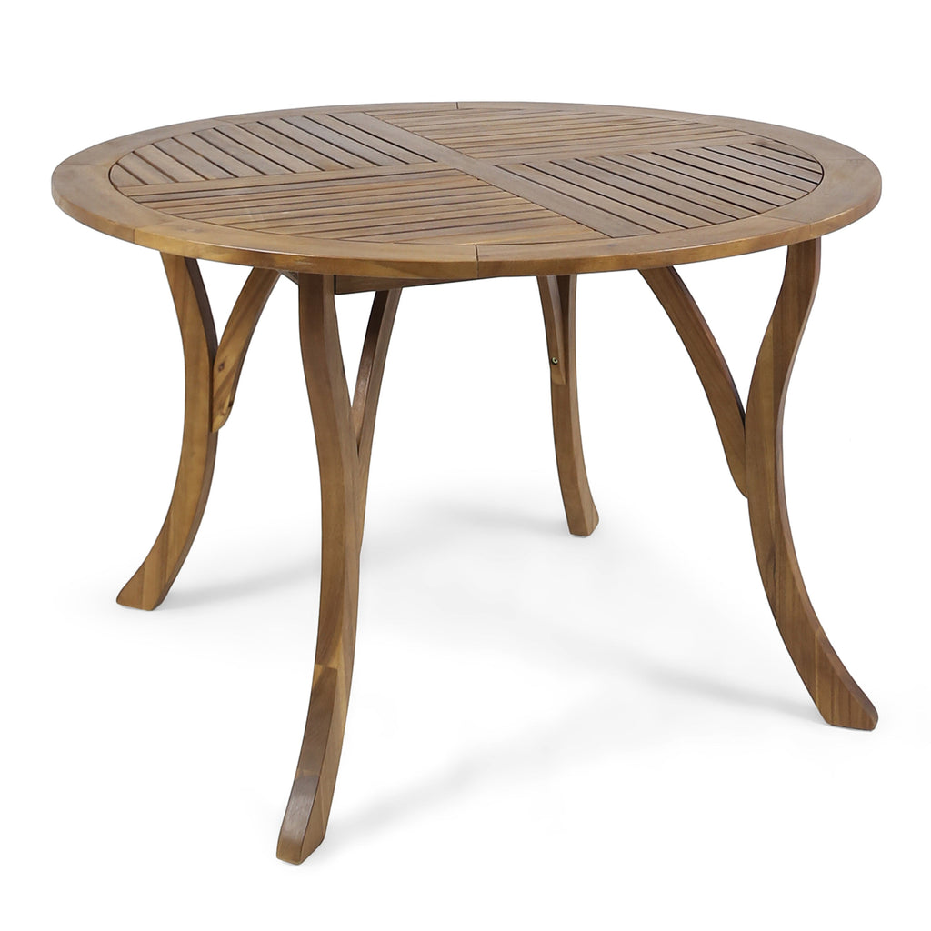 HERMOSA 47 Outdoor Acacia Wood Table with Teak Finish and Circular Design