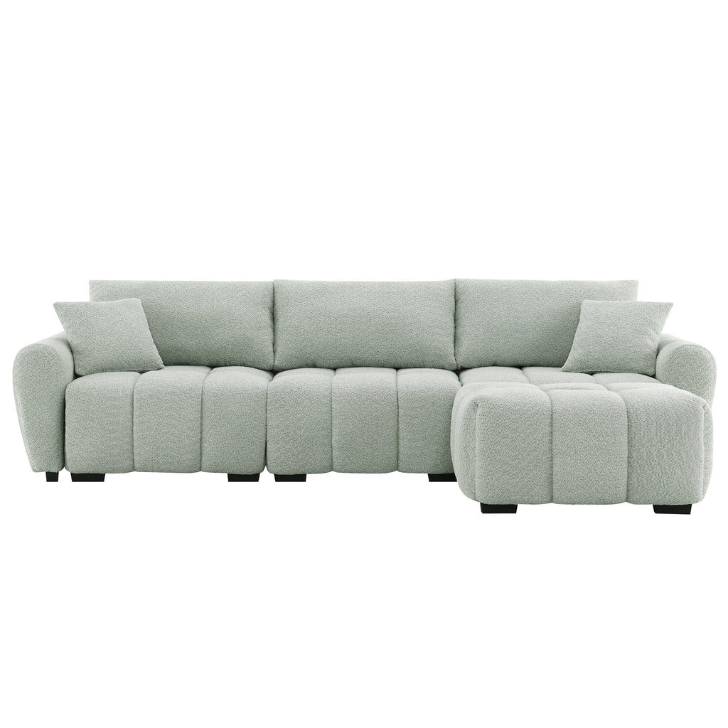 110' Modular Sectional Sofa, L Shape with Extra-large Seat, Pull-line Design, Movable Ottoman, High Density Foam, Free Combination, Sturdy Metal&Wood Frame, Boucle Fabric, 3 Colors