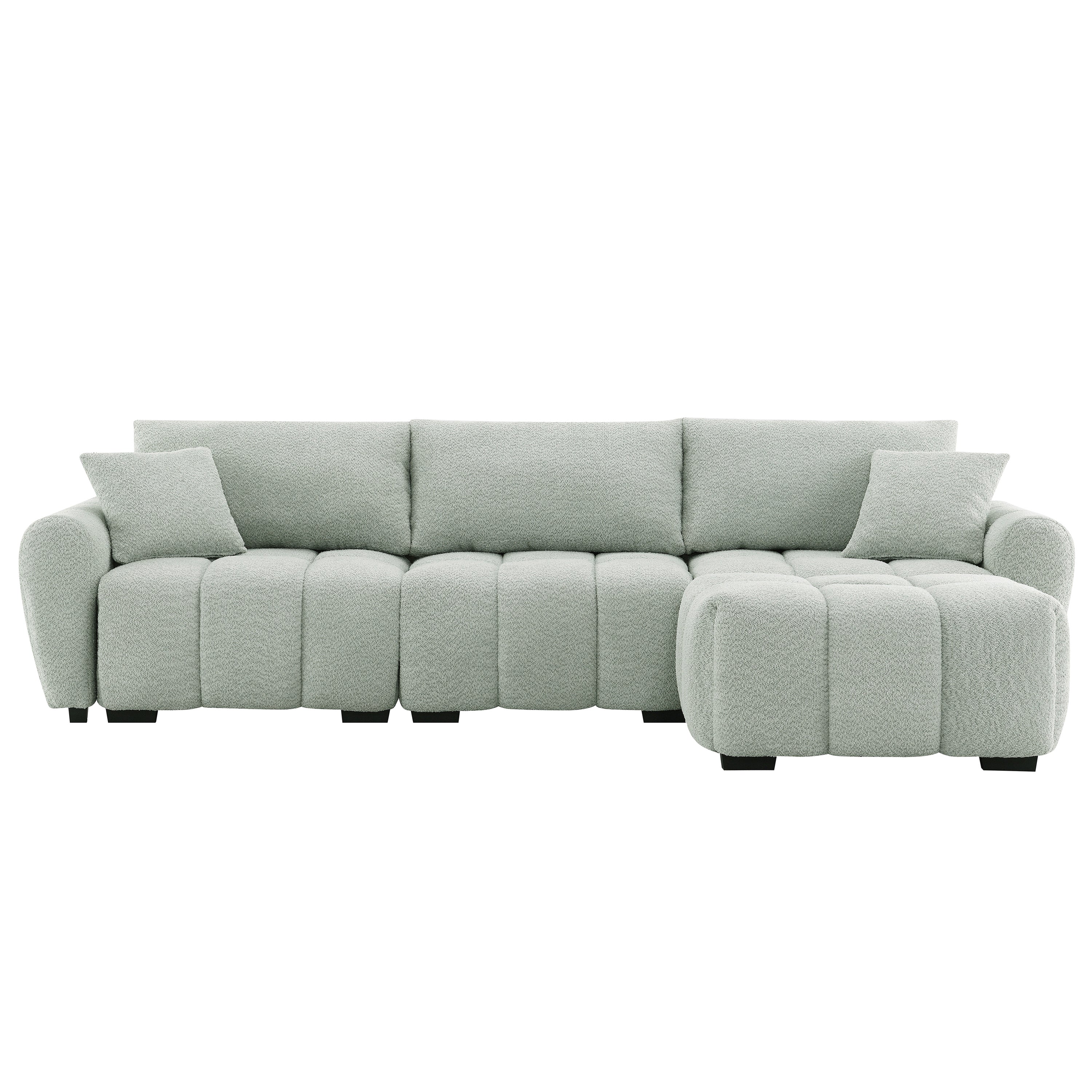 110' Modular Sectional Sofa, L Shape with Extra-large Seat, Pull-line Design, Movable Ottoman, High Density Foam, Free Combination, Sturdy Metal&Wood Frame, Boucle Fabric, 3 Colors