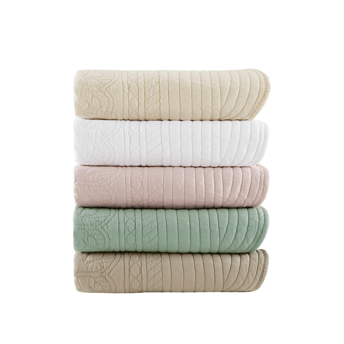 Oversized Quilted Throw with Scalloped Edges Khaki 60x72'