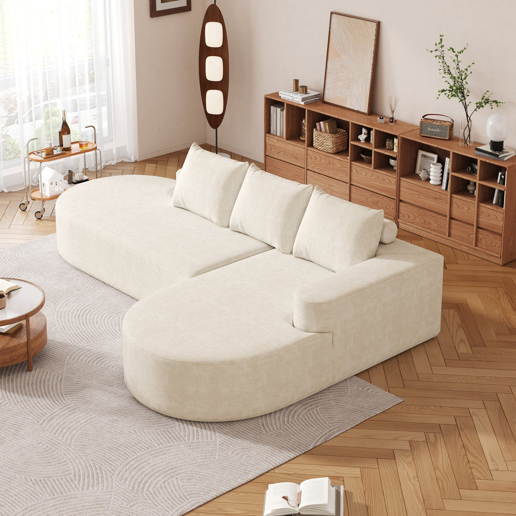 Modern Curved sofa ,Chenille Upholstered Sectional Sofa Couch Set,Modular 108.5' L Shaped Sectional Living Room Sofa Set With 3 Pillows,Free Combination Sofa Couch for Living Room,Bedroom