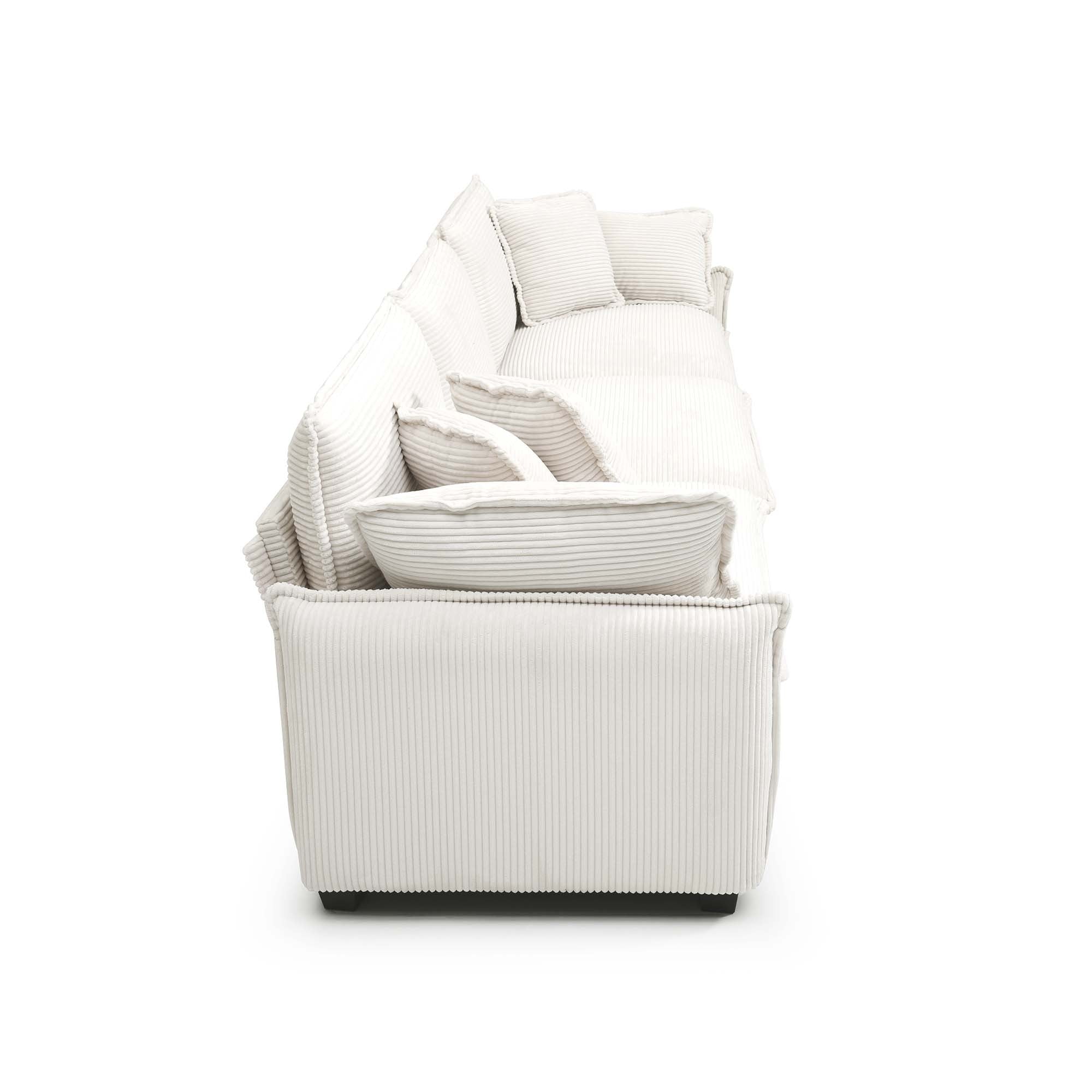 Modern Living Room Sofa 3 Pieces Set, Two 2-Seater Sofas and One 3-Seater Sofas, Upholstery Large Deep Seat Sofa with sofat Cushion and Pillowss, Beige Corduroy