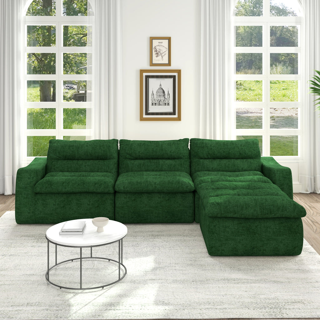 Right sofa seat, L-shaped modular combined sofa, compressed combined sofa, modern lazy style comfortable beanbag sofa-Green