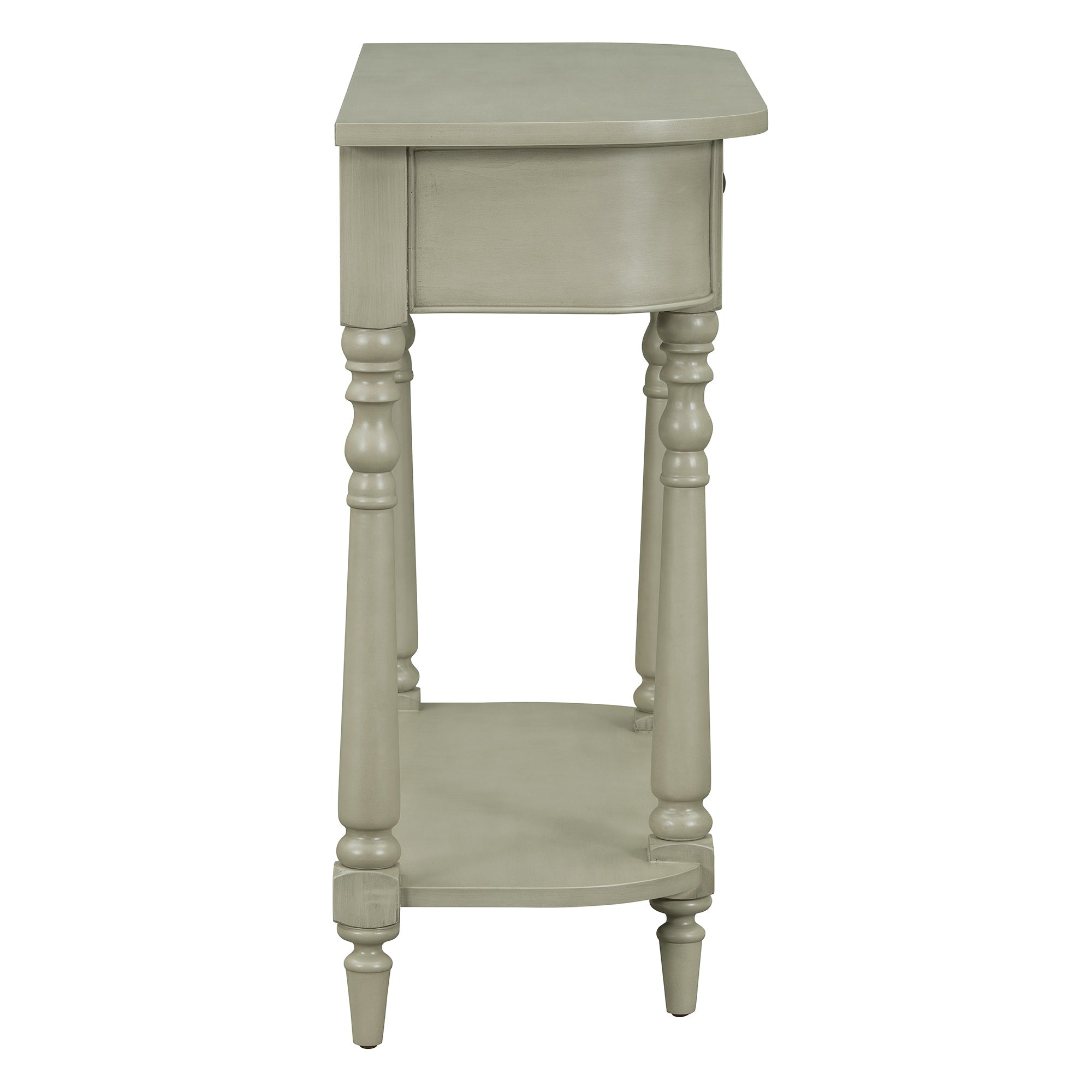 TREXM Narrow Console Table with Curved Corner, Retro Entryway Table with Top Drawer and Open Shelf, Sofa Table Console Tables for Entryway, Hallway and Living Room (Gray)