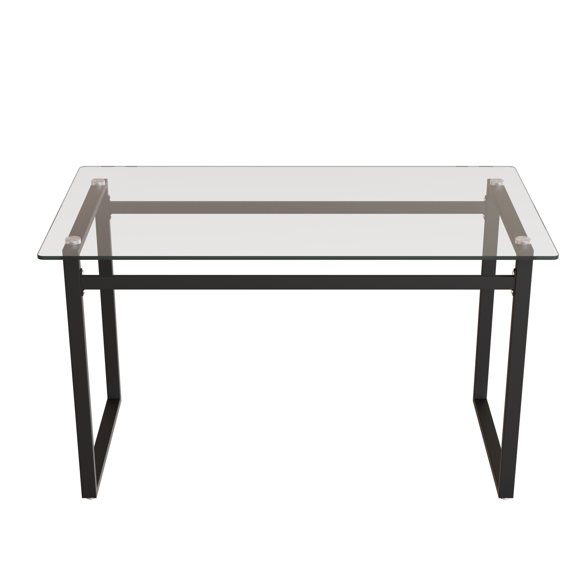Modern Minimalist Rectangular Glass Dining Table for 4-6 with Tempered Glass Tabletop and Black Chrome Metal Legs