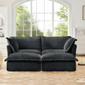 Slipcovered Sofa 2 Seater Sofa    With 2 Ottomans, 2 Seater Sleeper Sofa Bed Home Theater Oversized Sofa For Living Room, Corduroy, Gray