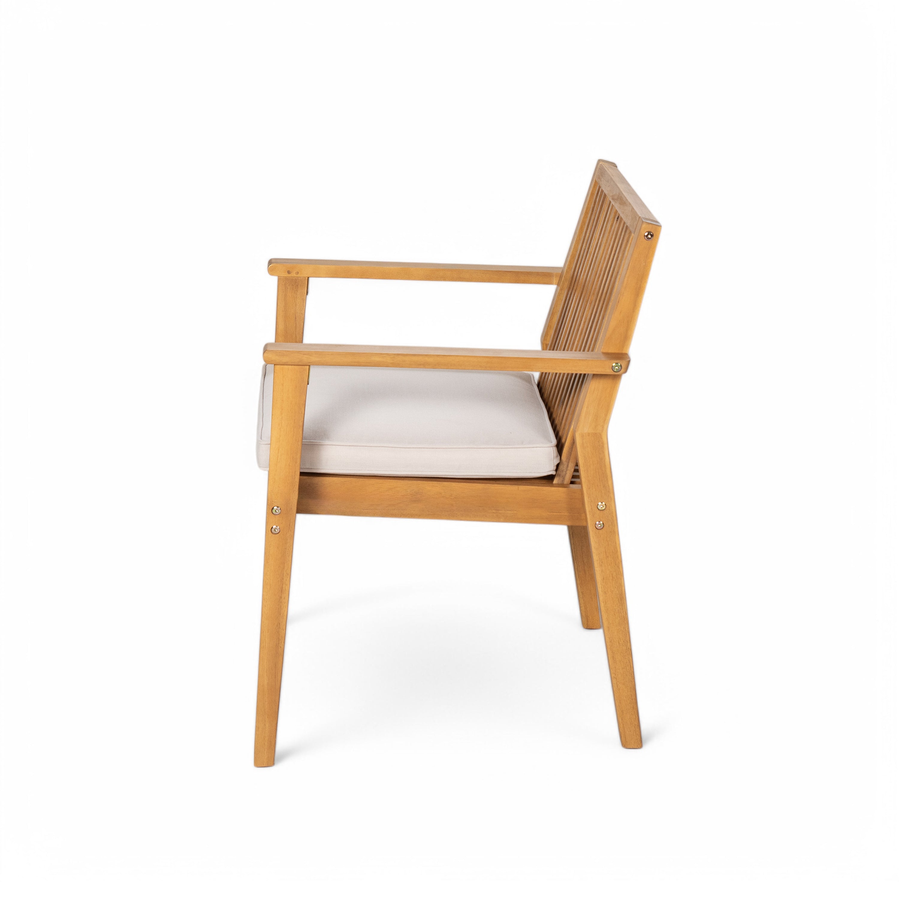 Durable 5 - Piece Patio Furniture Set Acacia Wood Table and 4 Heavy-Duty Cushioned Chairs, Natural