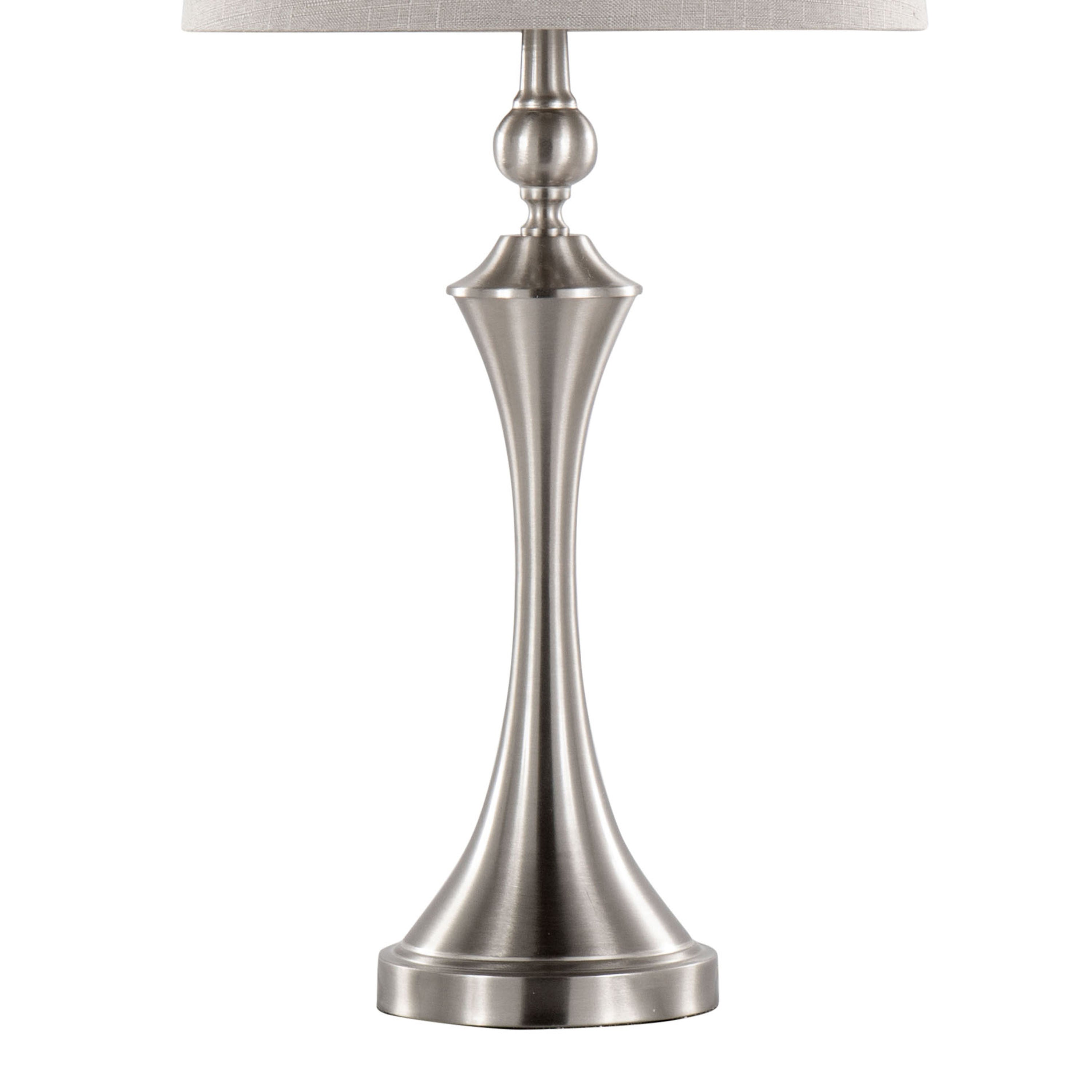 Flint 30' Contemporary Metal Table Lamp in Brushed Nickel with Taupe Textured Slub Linen Shade and Built-In USB Port from Grandview Gallery by LumiSource - Set of 2