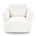 360° Swivel Barrel Sofa Chair with Throw Pillow, Chenille Upholstered Accent Chair, Beige, 38.2'