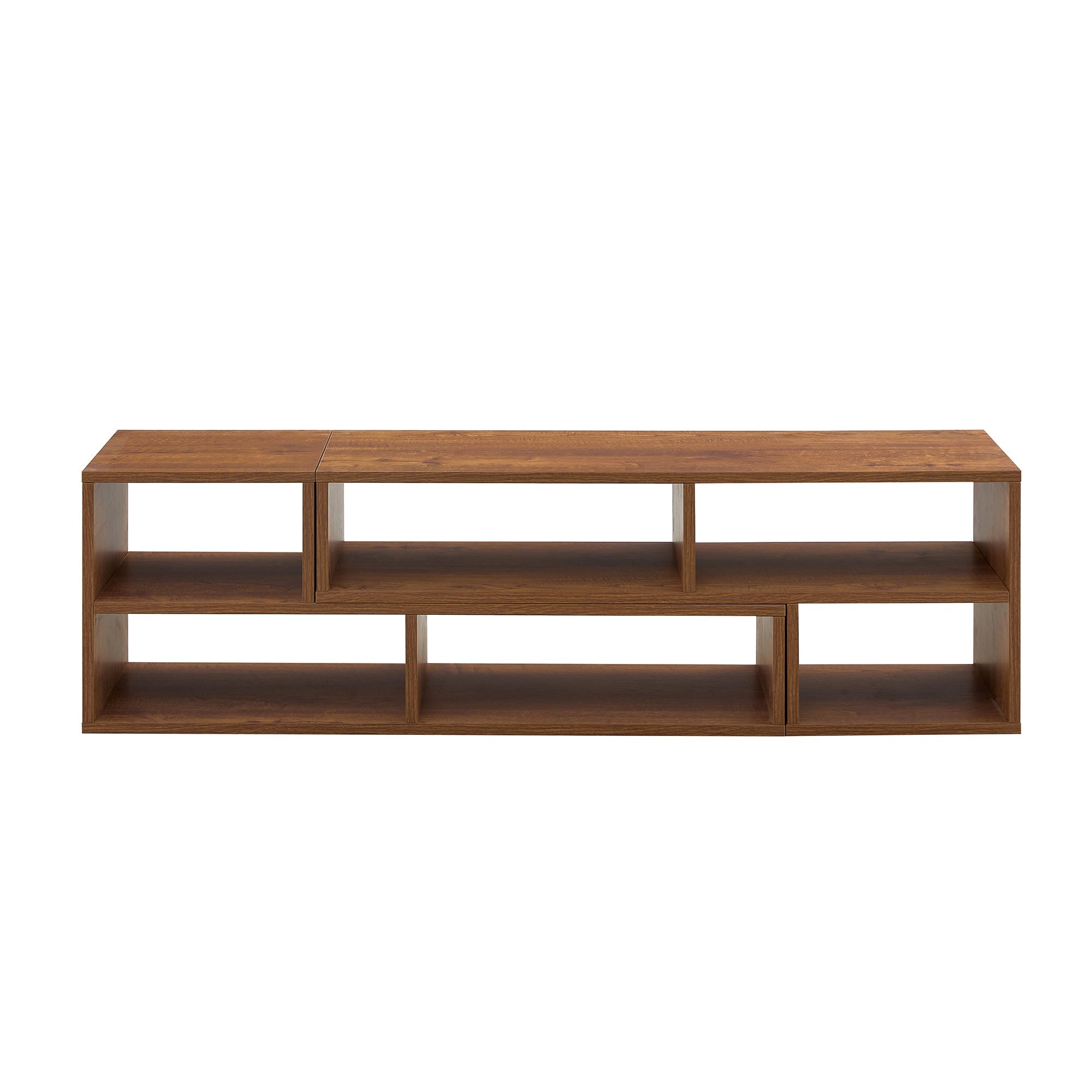 Modern 2-Piece Cube TV Stand with Open Storage, L-Shaped Design, Walnut MDF, 47.2' x 12' x 13.4'
