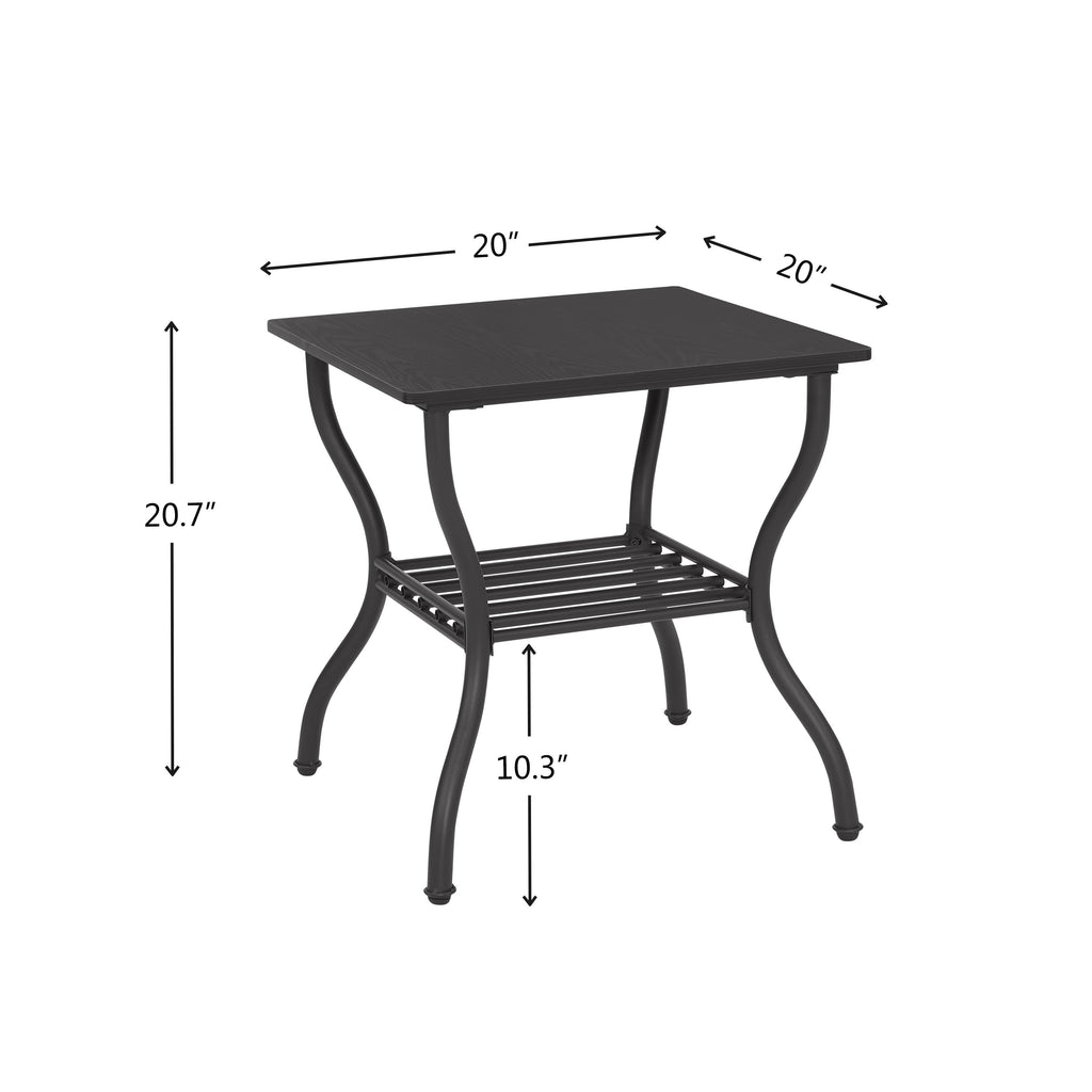 Modern Style 3-Piece Coffee Table Set Rectangle Coffee Table with 2 Square End Side Table Retro Design Coffee Table with Sturdy Base for Living Room Decor (Black)