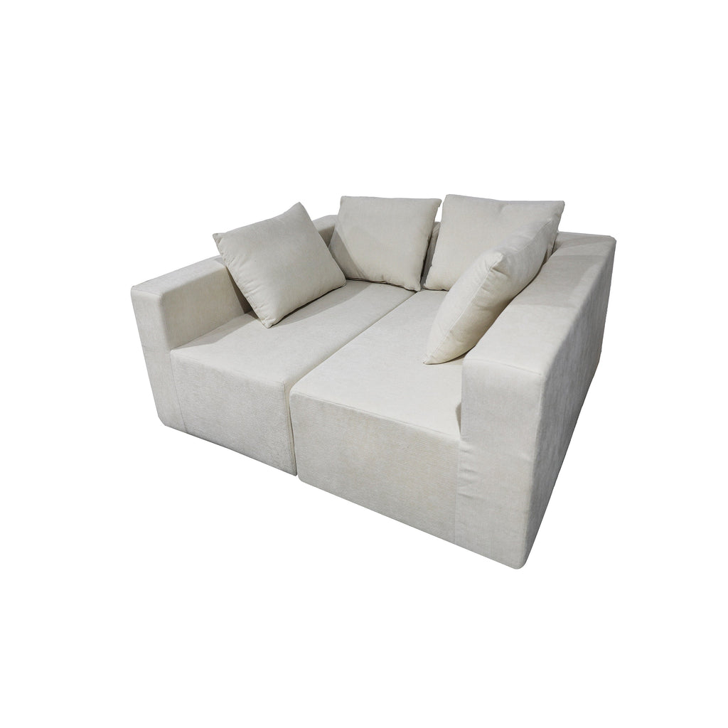 Four seater combination sofa, sofa bed, made of high-density sponge and soft linen fabric, with multiple combination methods (beige)