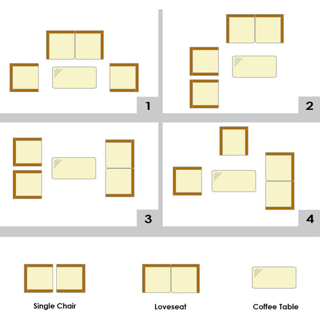 4PCS Outdoor Rattan Patio Furniture Set With Cushions & Coffee Table (SAK75463)