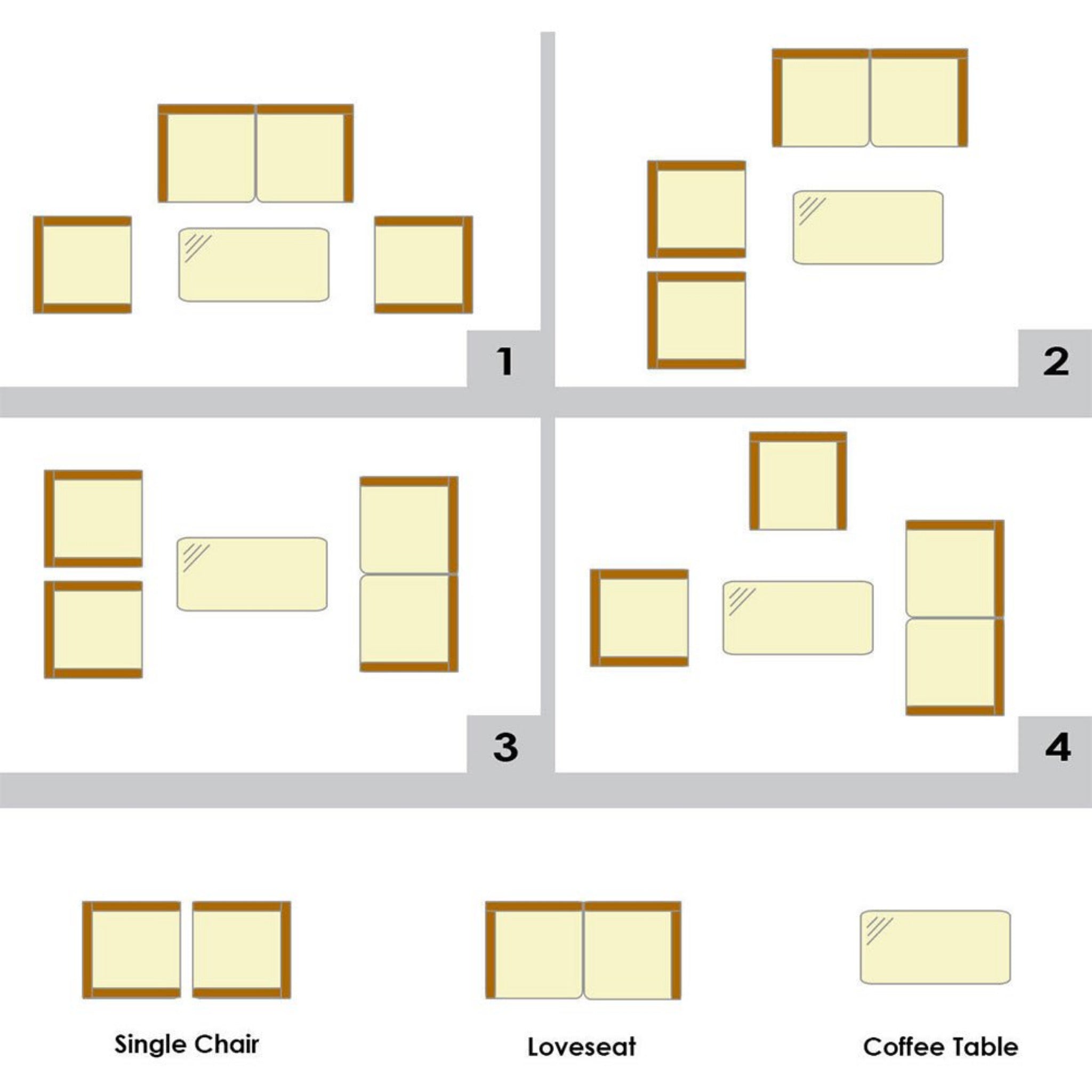 4PCS Outdoor Rattan Patio Furniture Set With Cushions & Coffee Table (SAK75463)