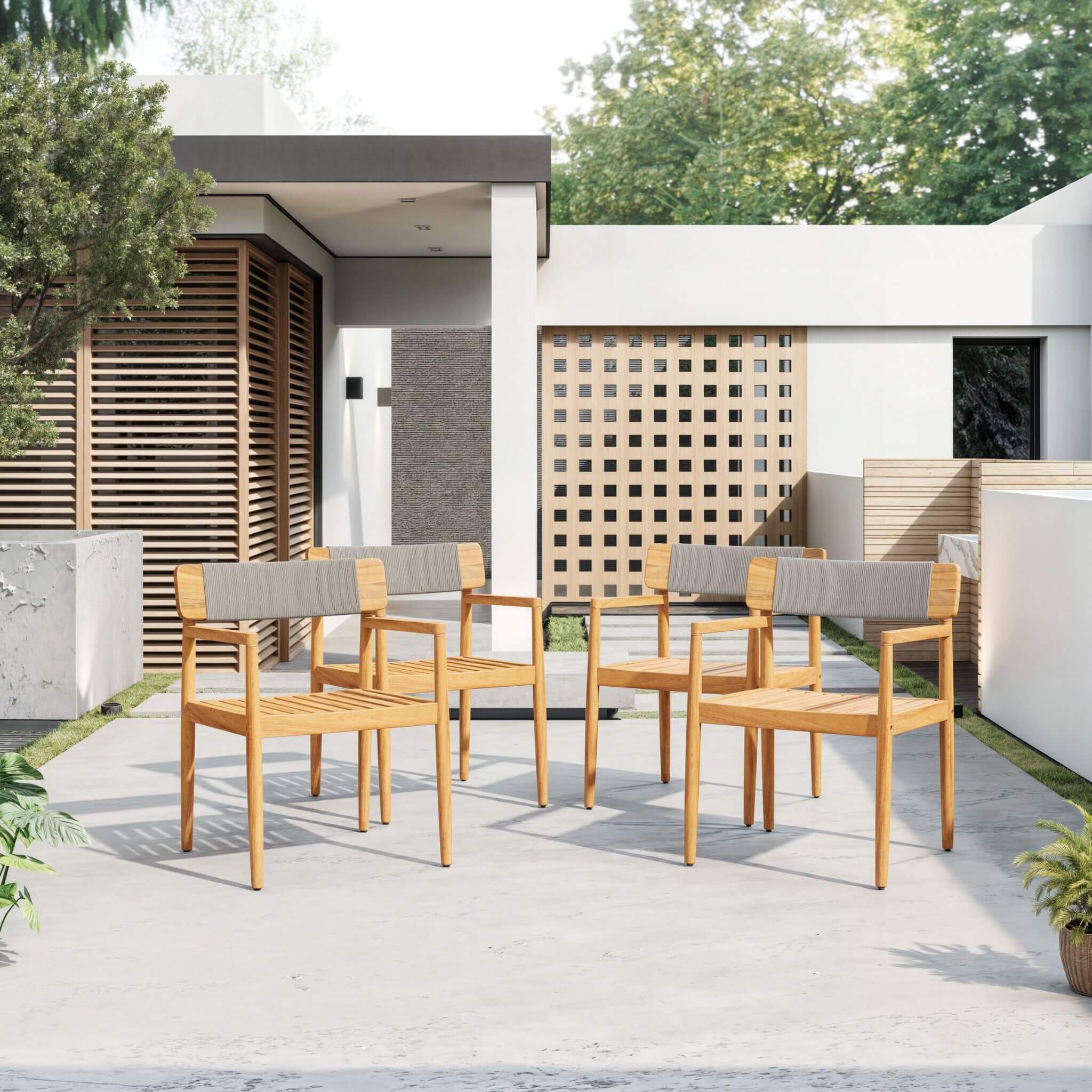 Premium 5-Piece Acacia Wooden Outdoor Furniture Patio Set With Dining Chairs And Table (SAK70445)