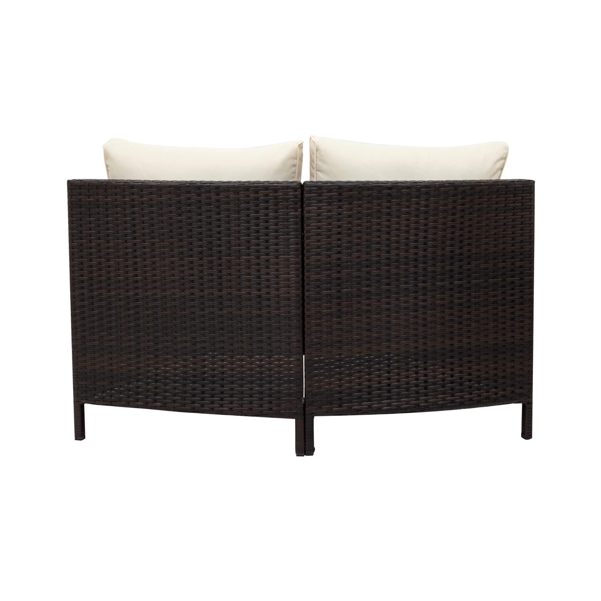 Premium 5-Piece All-Weather Half-Moon Outdoor Rattan Wicker Patio Sectional Sofa Furniture Set With Tempered Glass Table (SAK32615)