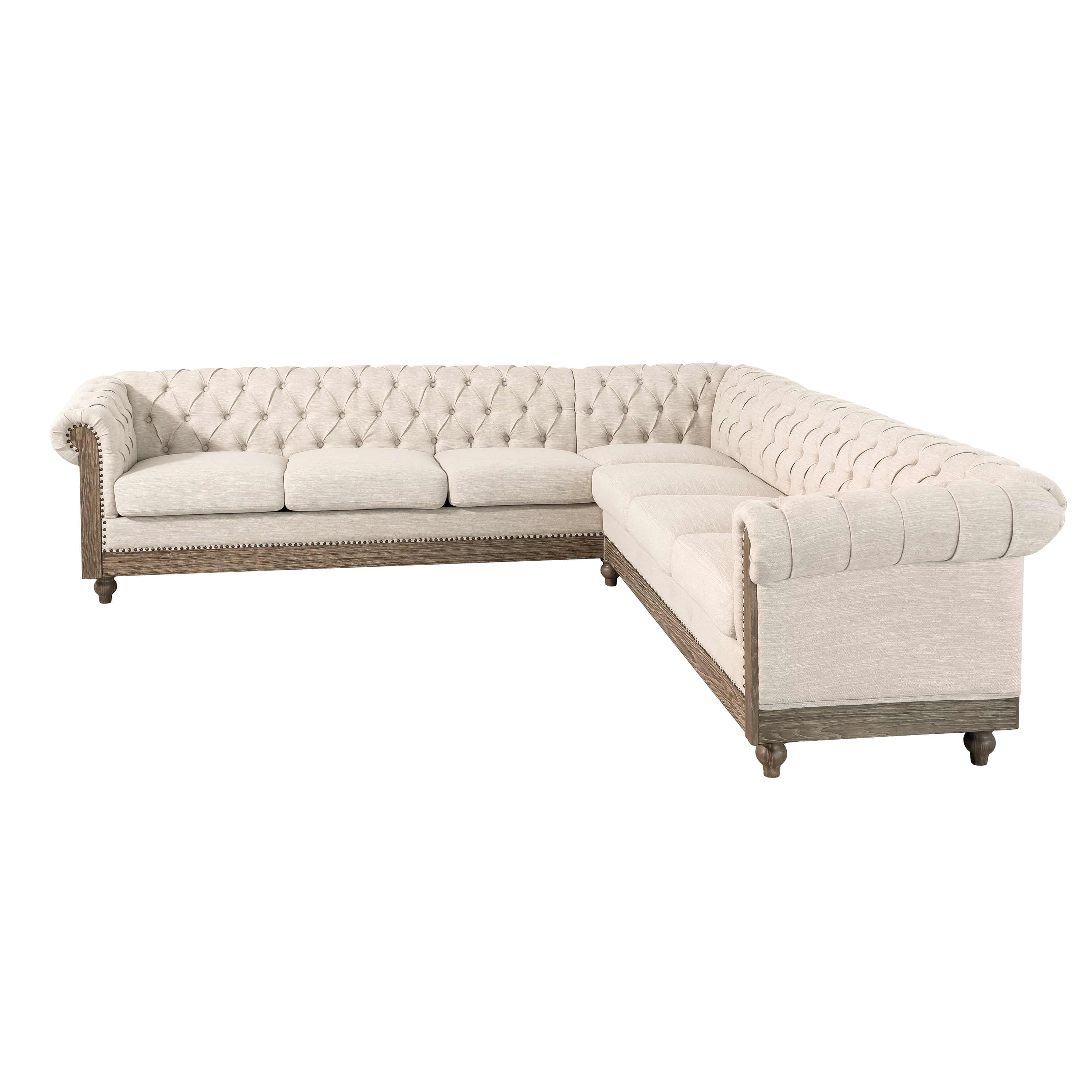 Mirod Comfy Large Sectional Sofa with Wooden Legs, Retro Style for Living Room