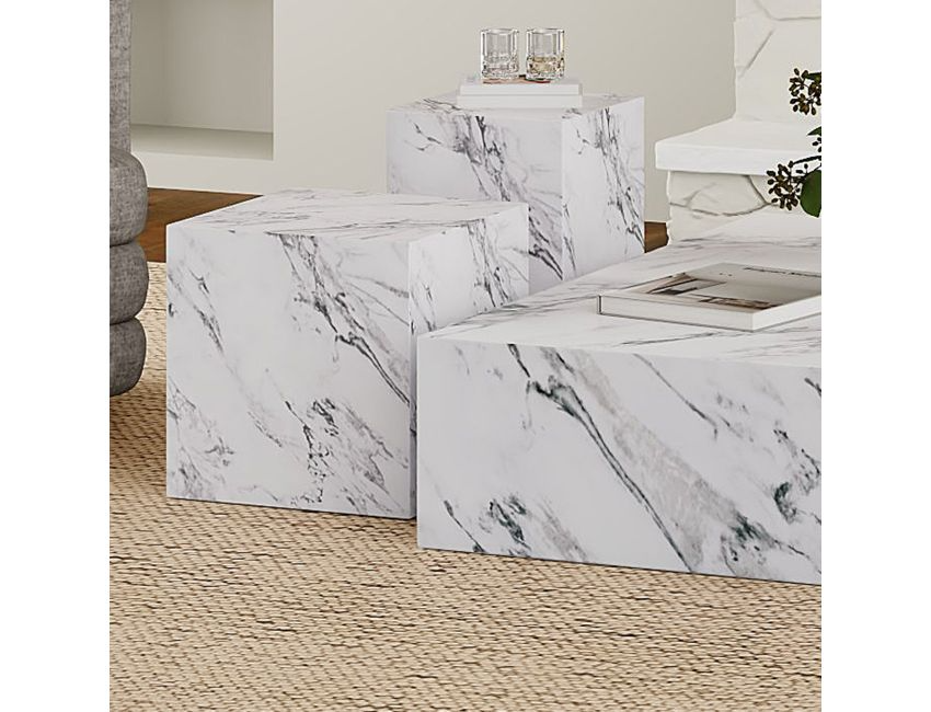 Milano Tall Accent Table in Bulgari White