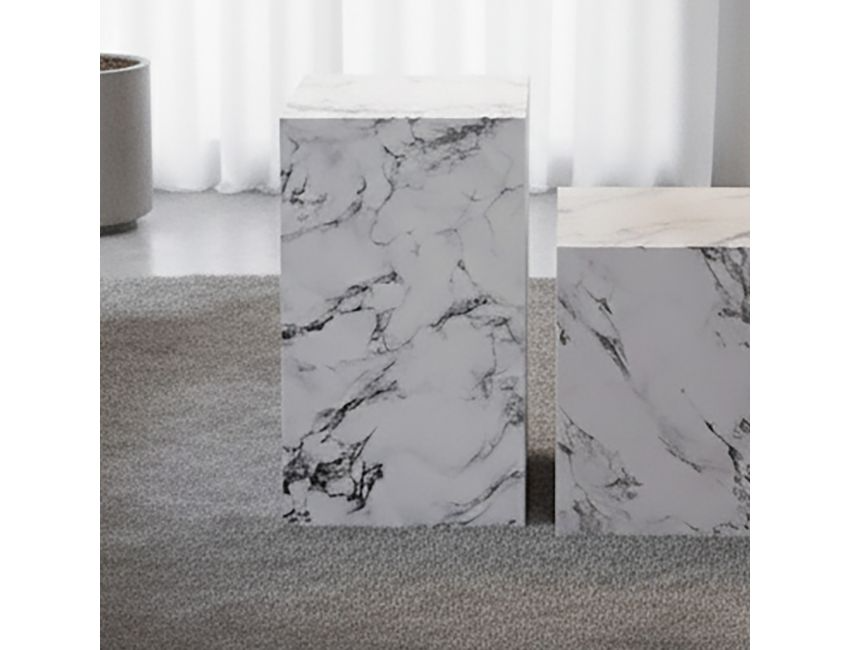 Milano Tall Accent Table in Bulgari White