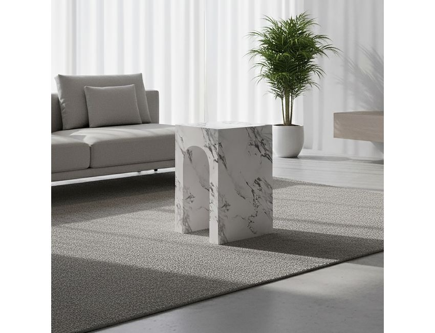 Milano Tall Accent Table in Bulgari White
