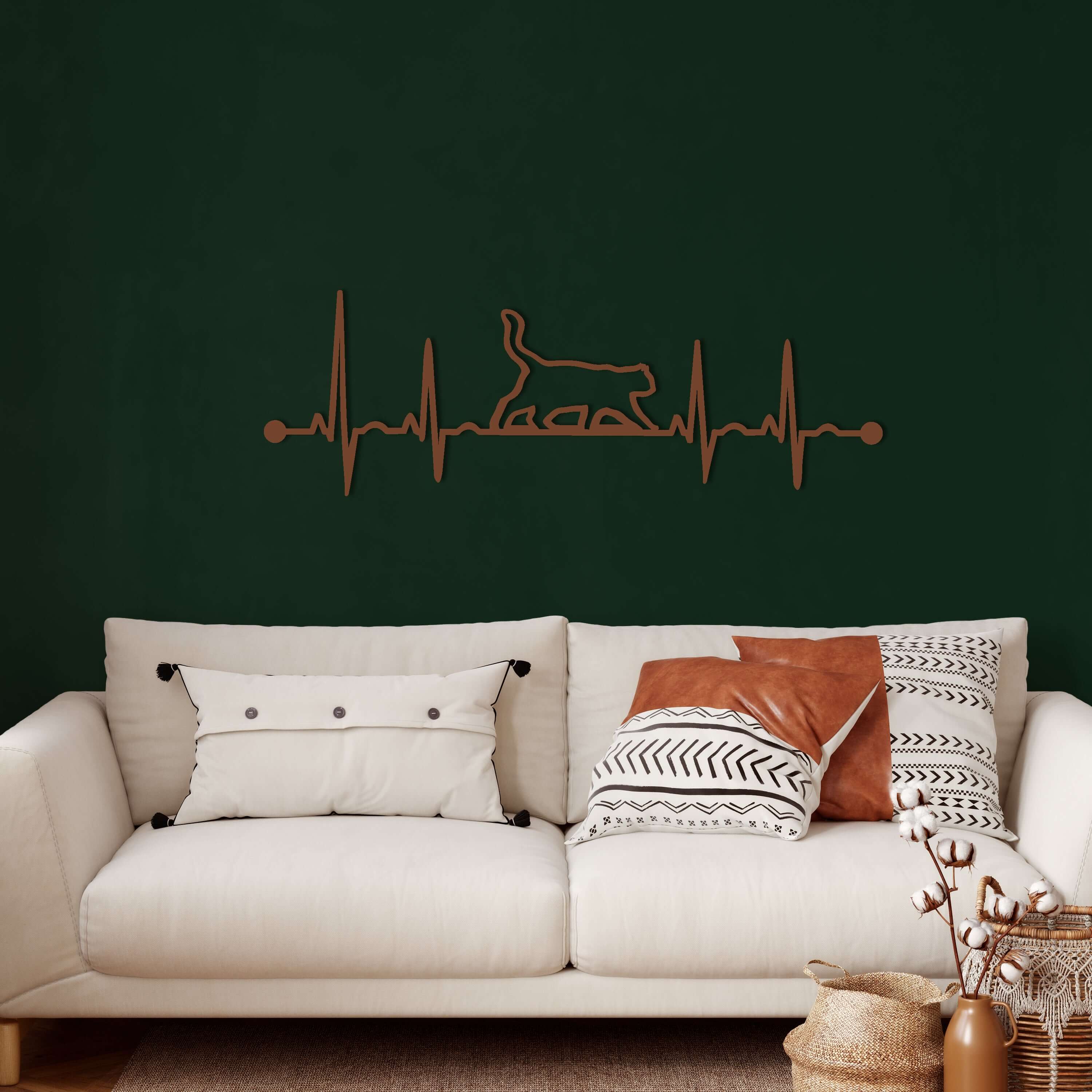 Ekg Cat Metal Wall Art